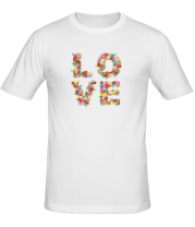 Мужская футболка Love цветами фото