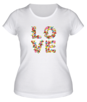 Женская футболка Love цветами фото