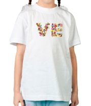 Детская футболка Love ve цветами парная фото