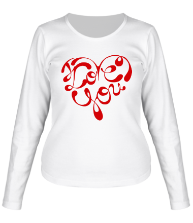 Женская футболка длинный рукав Love you сердце