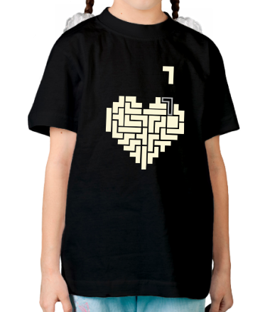 Детская футболка Heart tetris сердце тетрис светится