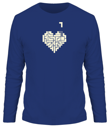 Мужская футболка длинный рукав Heart tetris сердце тетрис светится