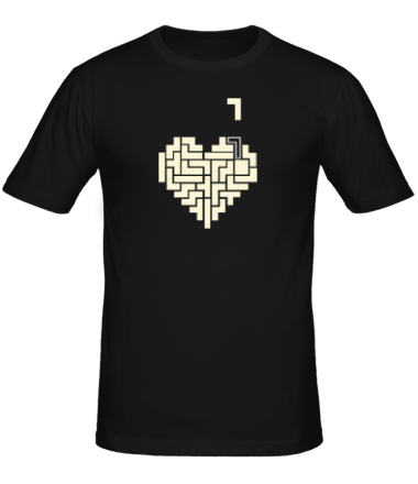 Мужская футболка Heart tetris сердце тетрис светится