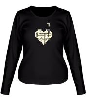 Женская футболка длинный рукав Heart tetris сердце тетрис светится фото