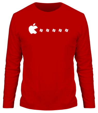 Мужская футболка длинный рукав Apple pacman