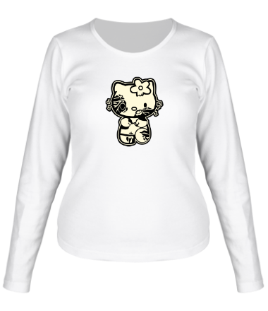 Женская футболка длинный рукав Kitty zombie glow