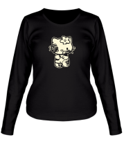 Женская футболка длинный рукав Kitty zombie glow фото