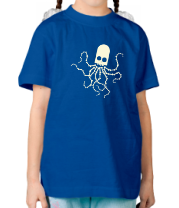 Детская футболка Осьминог скелет светится фото