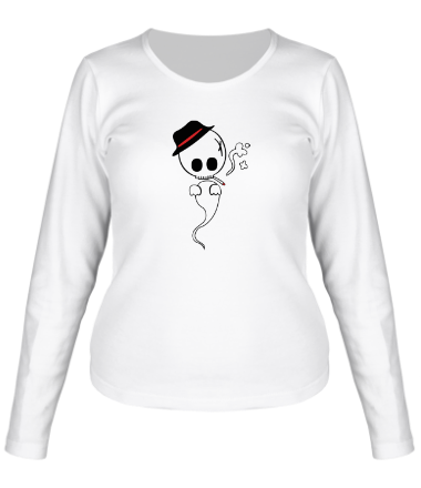 Женская футболка длинный рукав Привидение с сигаретой