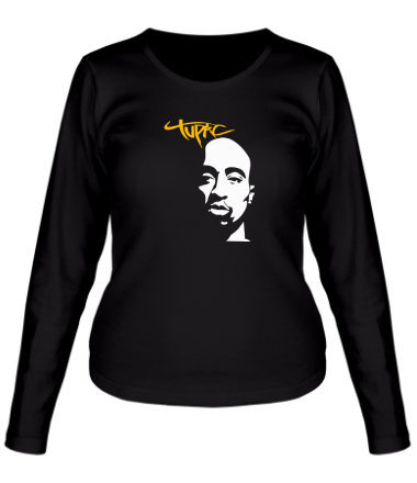 Женская футболка длинный рукав Tupac face