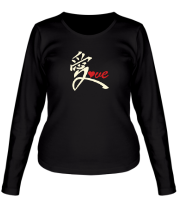 Женская футболка длинный рукав Китайский символ любви love светится в темноте фото