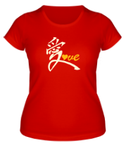 Женская футболка Китайский символ любви love светится в темноте фото