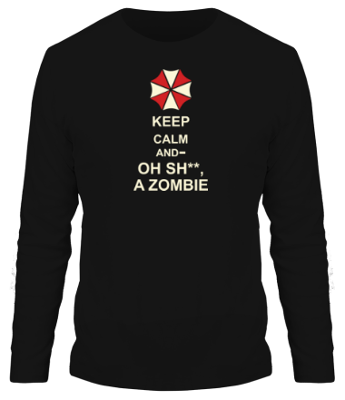 Мужская футболка длинный рукав Keep calm and oh sh**, a zombie