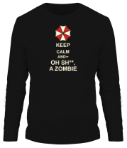 Мужская футболка длинный рукав Keep calm and oh sh**, a zombie фото
