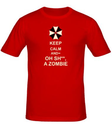 Мужская футболка Keep calm and oh sh**, a zombie