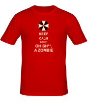 Мужская футболка Keep calm and oh sh**, a zombie фото