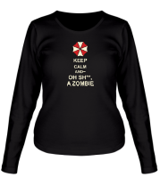 Женская футболка длинный рукав Keep calm and oh sh**, a zombie фото