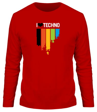Мужская футболка длинный рукав I love techno