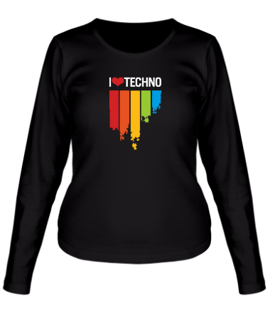 Женская футболка длинный рукав I love techno