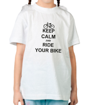 Детская футболка Keep calm and ride your bike фото