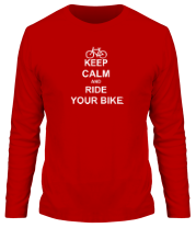 Мужская футболка длинный рукав Keep calm and ride your bike фото
