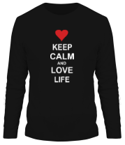 Мужская футболка длинный рукав Keep calm and love life фото