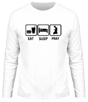 Мужская футболка длинный рукав Eat, sleep, pray (есть, спать, молиться) фото
