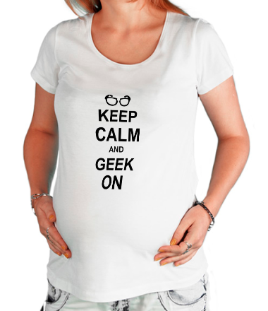 Футболка для беременных Кeep calm and geek on