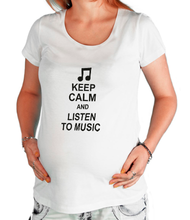 Футболка для беременных Keep calm and listen to music