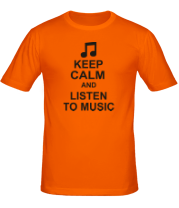 Мужская футболка Keep calm and listen to music фото