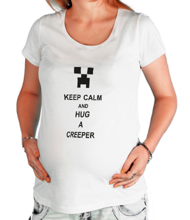 Футболка для беременных keep calm and hug a creeper 