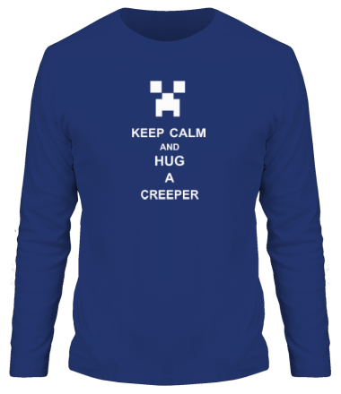 Мужская футболка длинный рукав keep calm and hug a creeper 