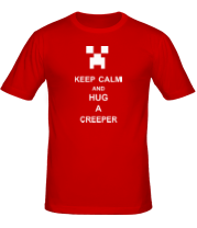 Мужская футболка keep calm and hug a creeper  фото