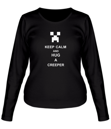 Женская футболка длинный рукав keep calm and hug a creeper 