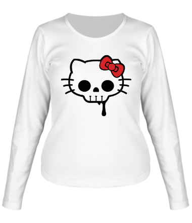 Женская футболка длинный рукав Китти череп