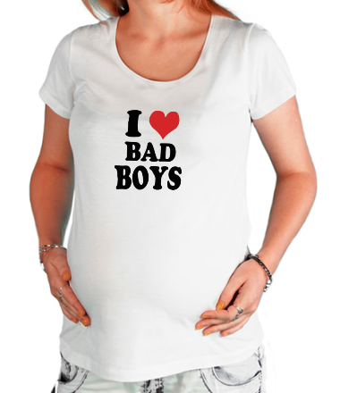 Футболка для беременных i love bad boys - я люблю плохих парней