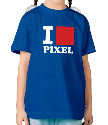 Детская футболка i love pixel - я люблю пиксили