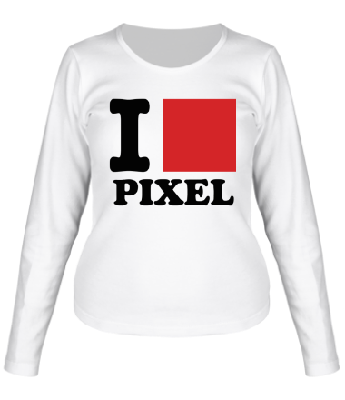 Женская футболка длинный рукав i love pixel - я люблю пиксили