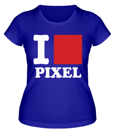 Женская футболка i love pixel - я люблю пиксили
