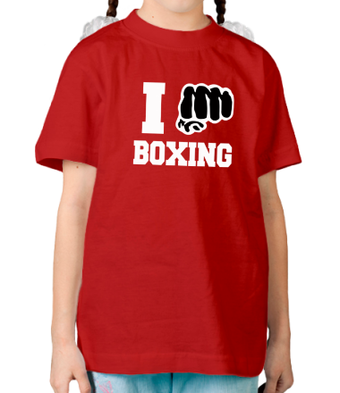 Детская футболка i love boxing - я люблю бокс