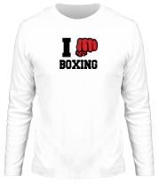 Мужская футболка длинный рукав i love boxing - я люблю бокс фото