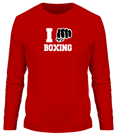 Мужская футболка длинный рукав i love boxing - я люблю бокс
