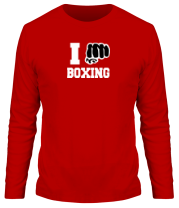 Мужская футболка длинный рукав i love boxing - я люблю бокс фото