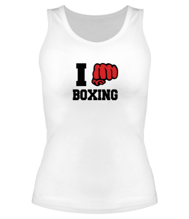 Женская майка борцовка i love boxing - я люблю бокс