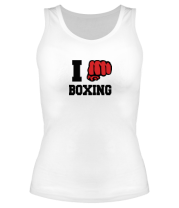 Женская майка борцовка i love boxing - я люблю бокс фото