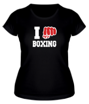 Женская футболка i love boxing - я люблю бокс