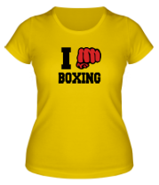 Женская футболка i love boxing - я люблю бокс фото